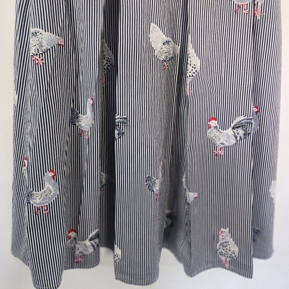 THML Striped Rooster Print Pleated Cotton Skirt - Picture 7 of 11